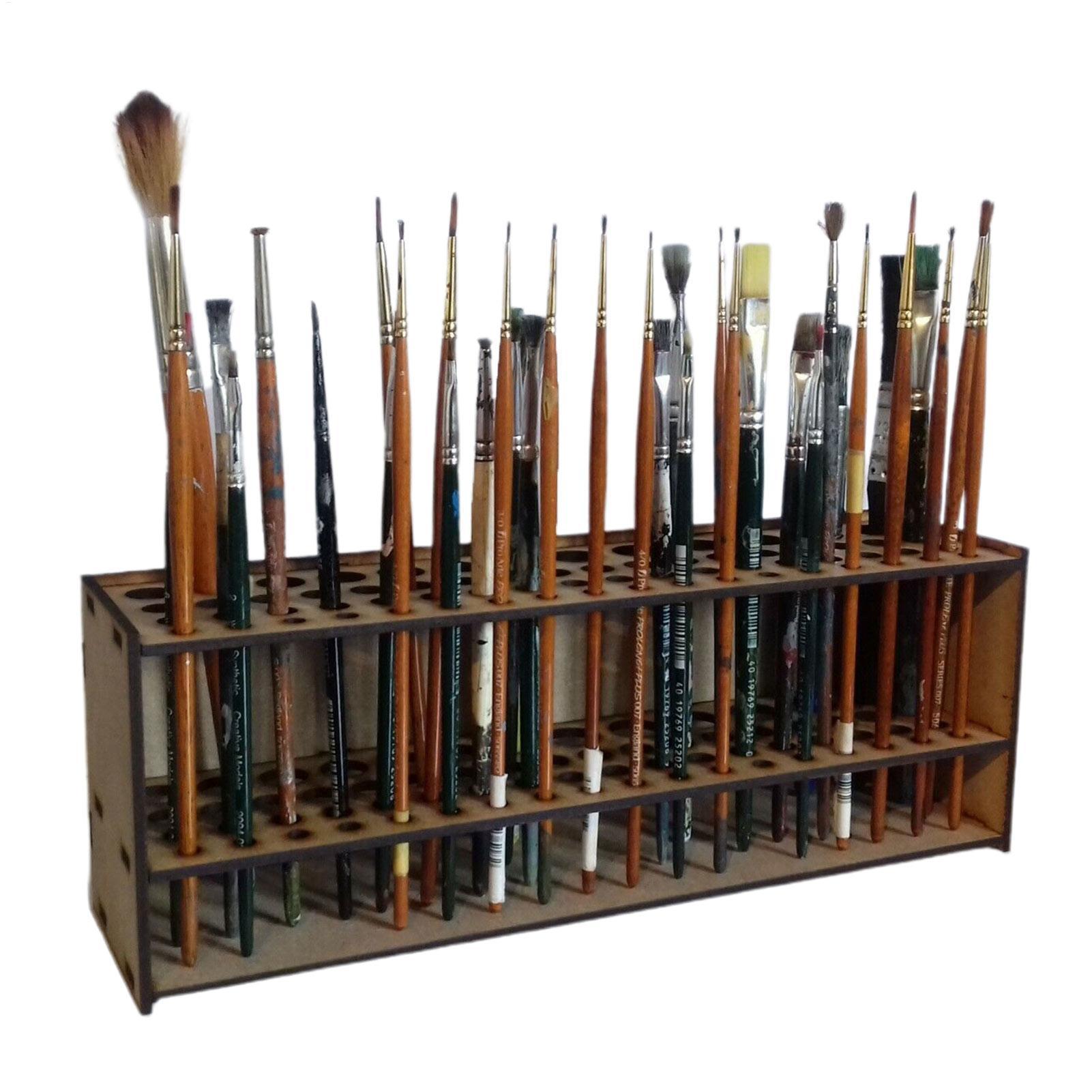 Art And Craft With Paint - 67-Slot Premium Wooden Brush Holder -