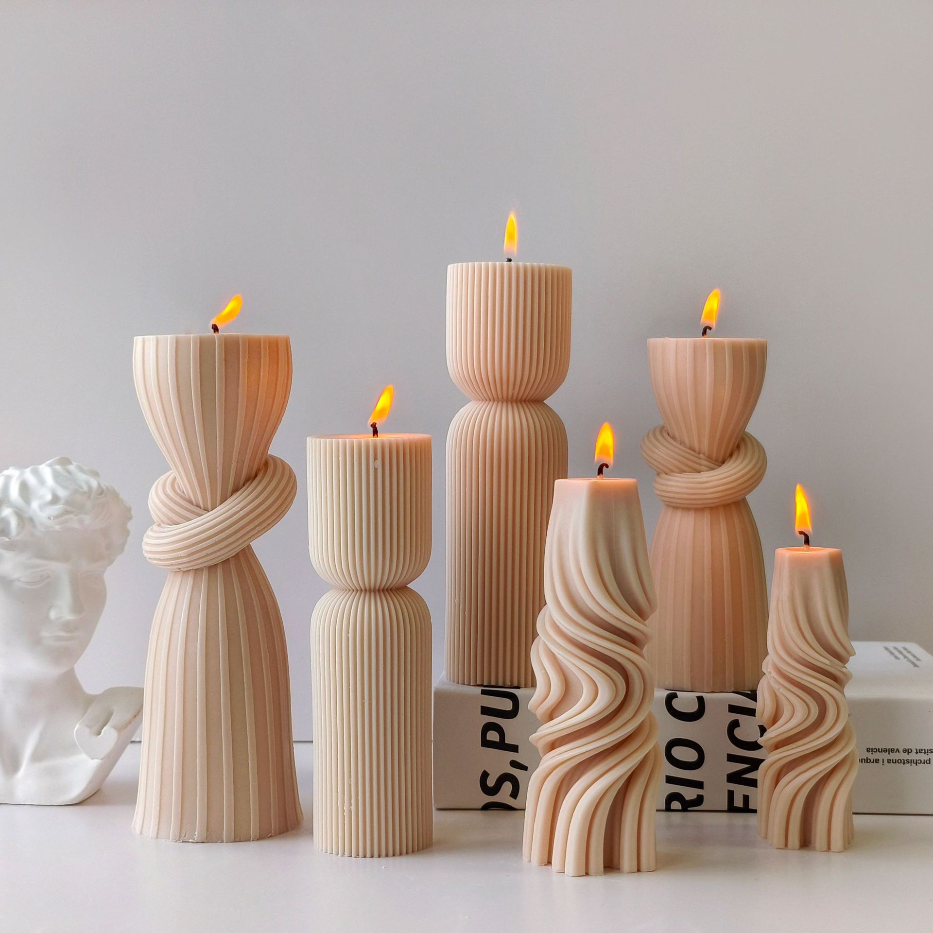 Soy Candle Fragrance Oil - Striped Cylinder Aroma Candle Silicone Mold