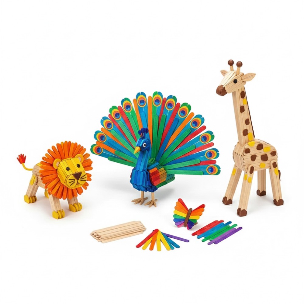 Art Craft Education - 50Pcs Colored Wooden Popsicle Sticks for