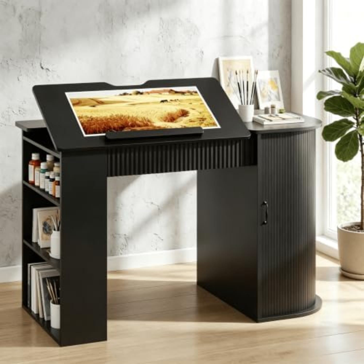 Art Craft And - Drafting Table with Storage Cabinet &