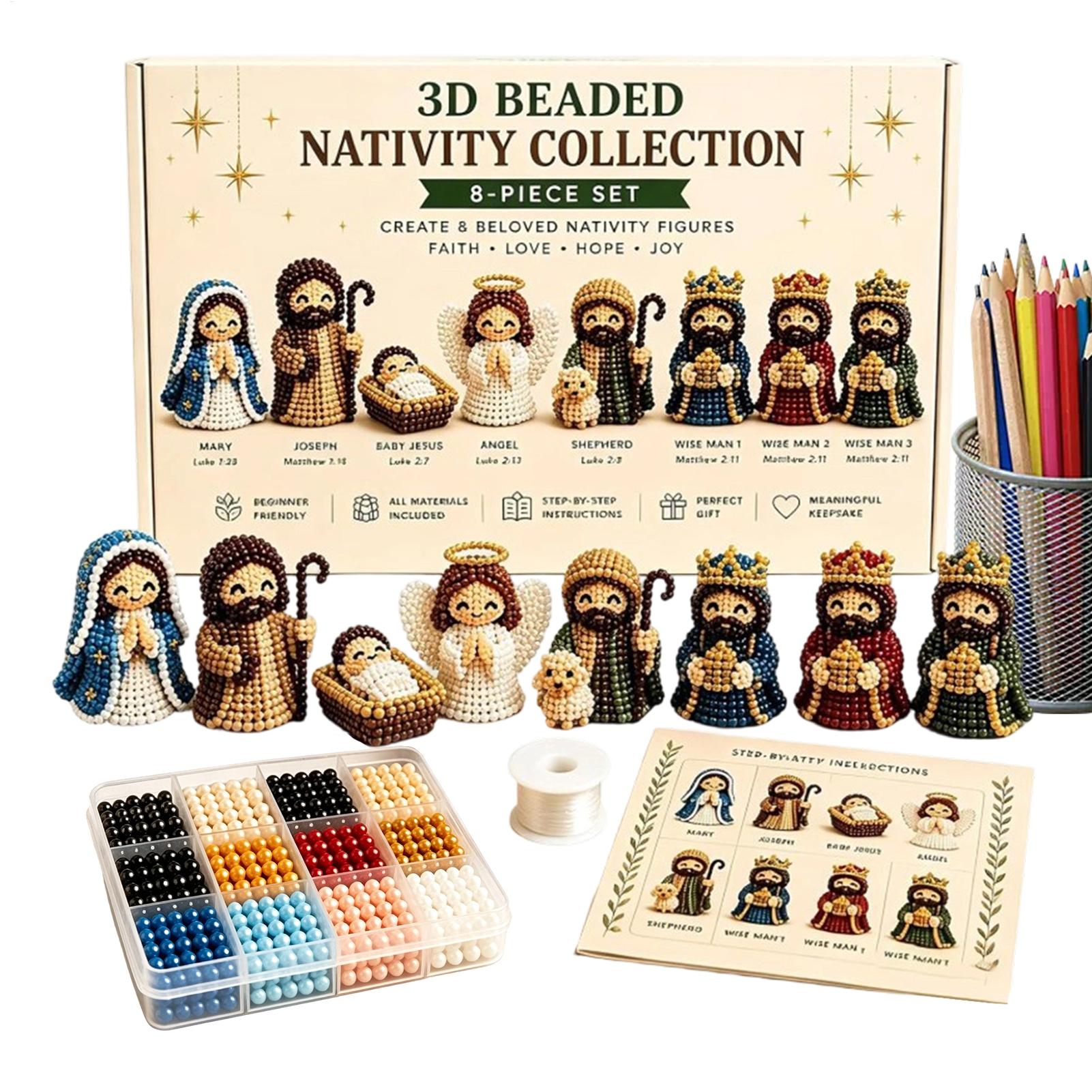 Art Craft Gifts For Adults - Nativity Bead Art Kit 3D Christmas