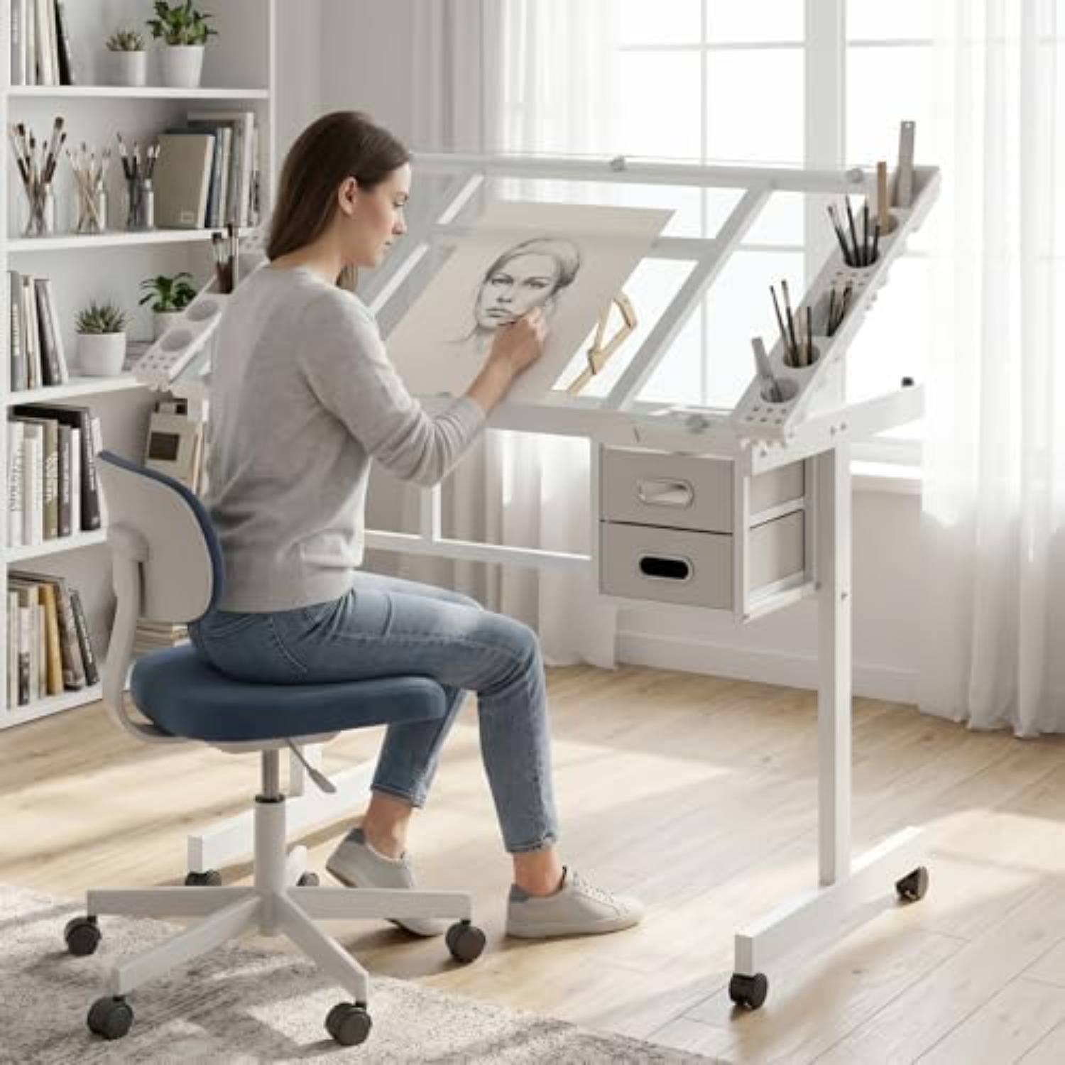 Art Craft And - Rolling Drafting Table Desk, Painting Table