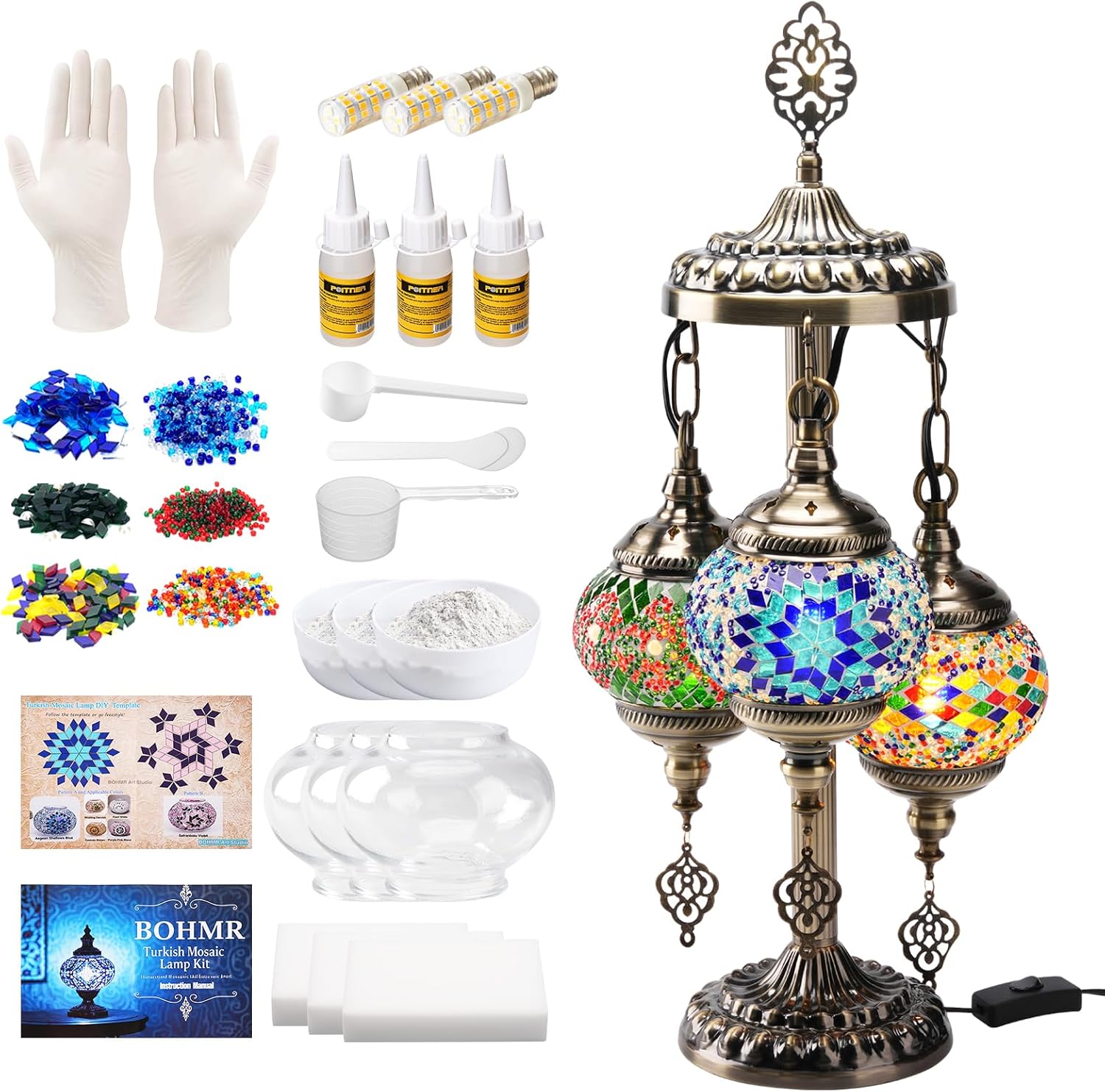 Art Craft And - DIY 3 Globe Turkish Mosaic Lamp