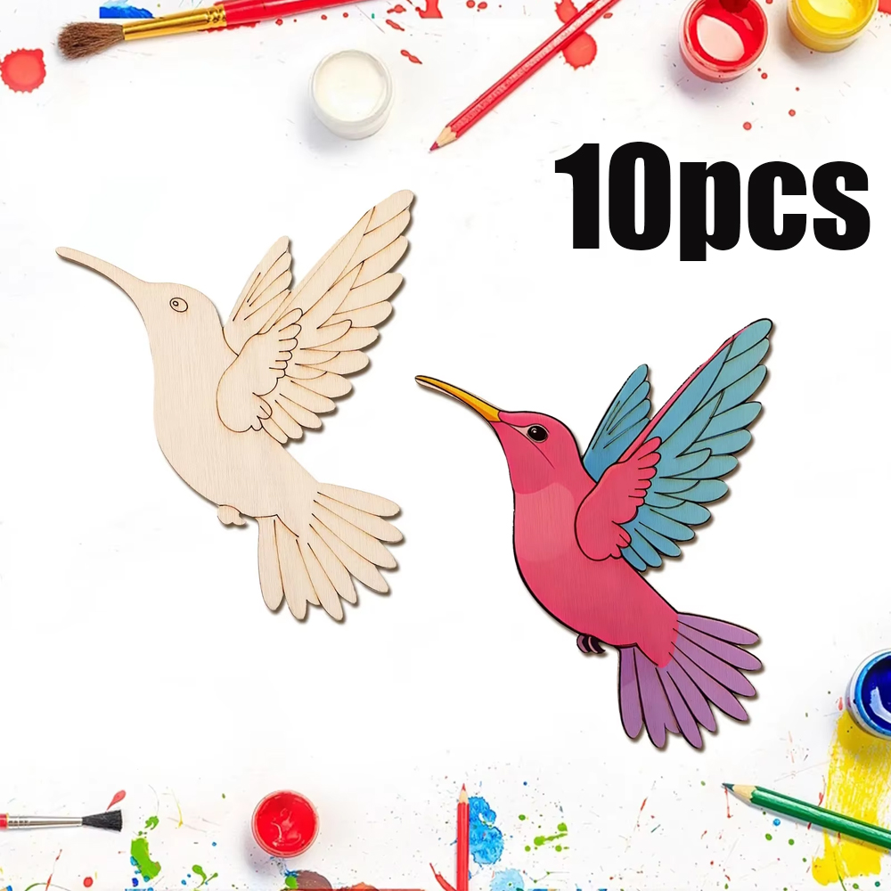 Art Craft Painting - 10pcs Unfinished Wood Animal Bird Cutouts,Wooden