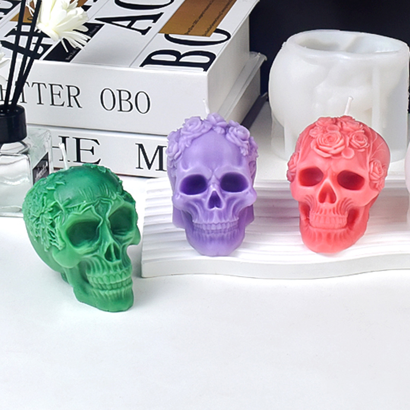 Art Craft Flower Making - New Halloween Skull Silicone Candle Molds