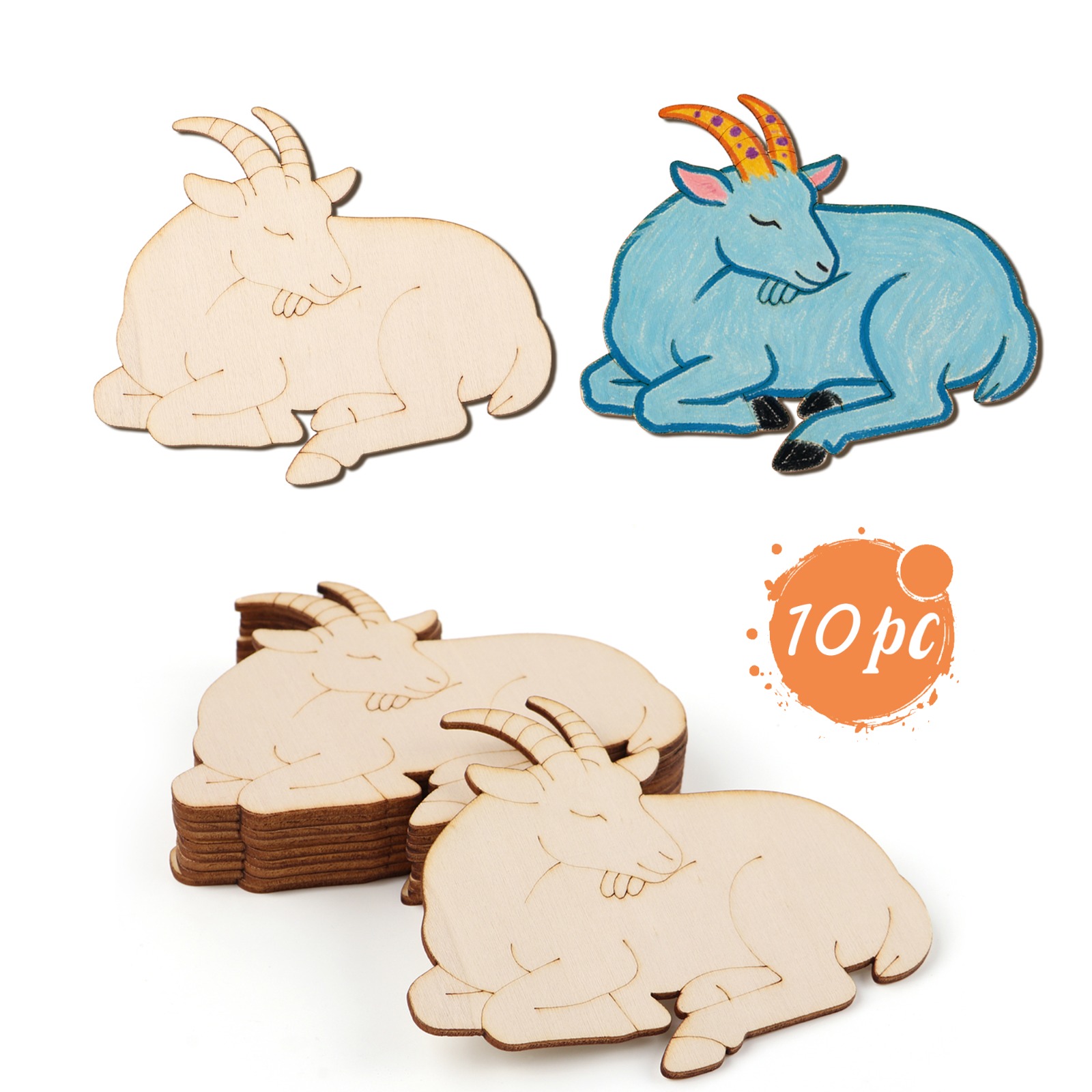 Art Craft Painting - 10pcs/set Unfinished Wood Sheep Animal Ornaments