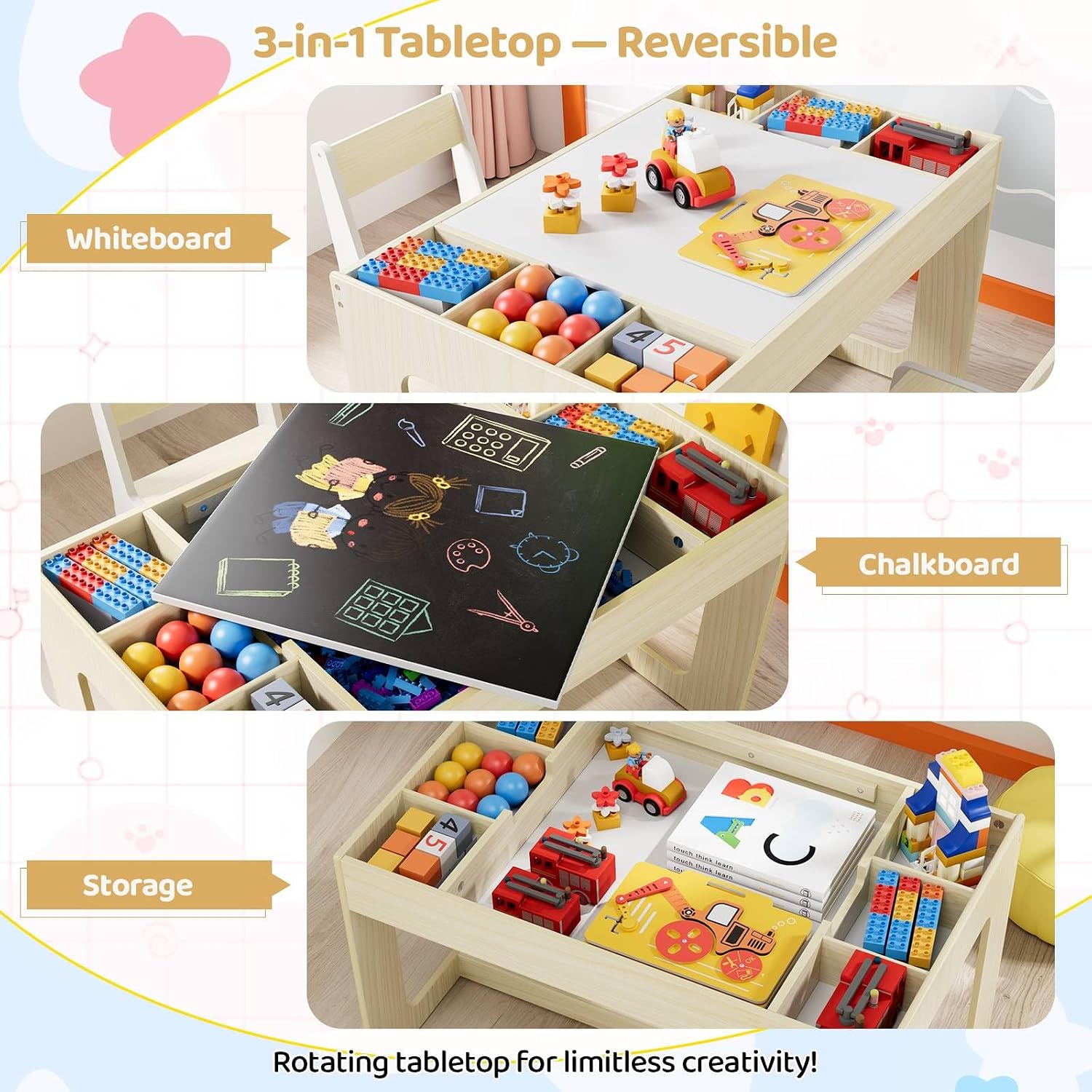 3 in 1 Kids Art Table and Chai - đánh giá và giá Art And Craft For Nursery