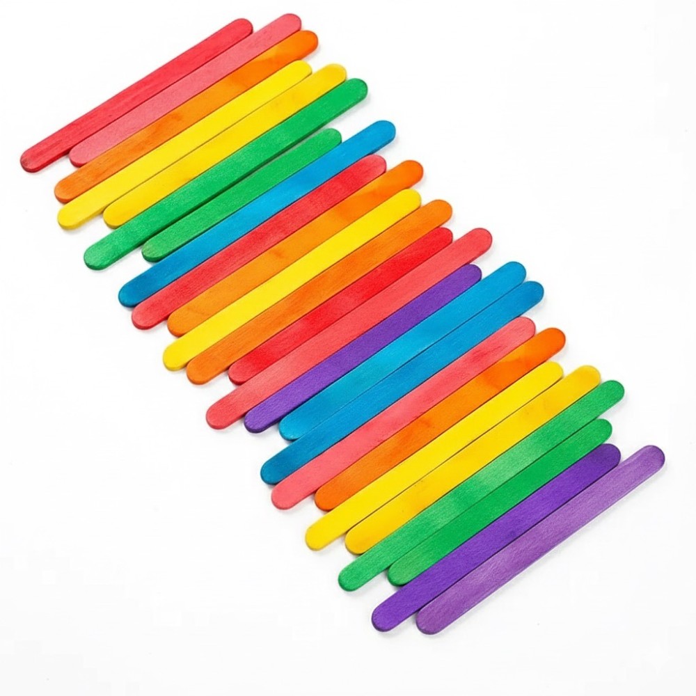 50Pcs Colored Wooden Popsicle  - đánh giá và giá Art Craft Education