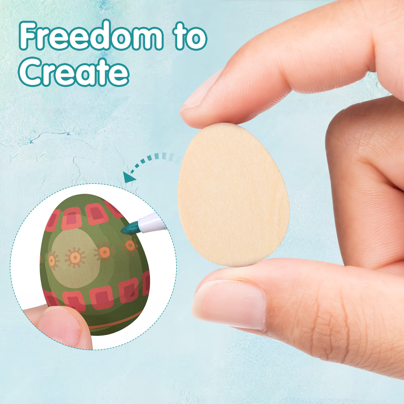 100Pcs 40Mm Egg Shape Wood DIY - đánh giá và giá Art And Craft For Nursery