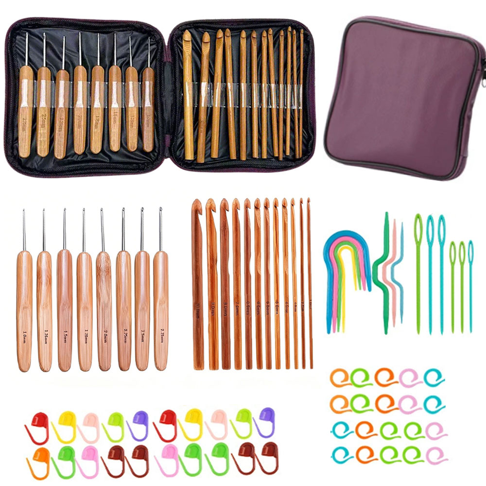 74pcs Bamboo Crochet Hooks Set - đánh giá và giá Art Craft Material