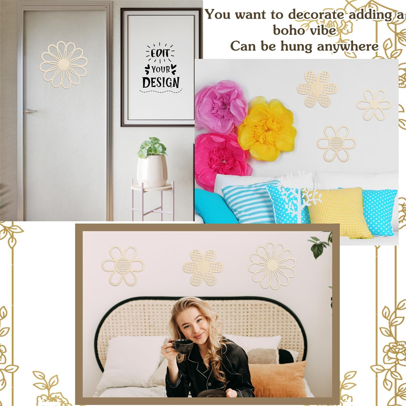 5pcs Wooden Flower Wall Decor  - đánh giá và giá Art And Craft For Nursery