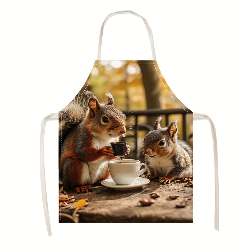 Linen Apron Squirrel Coffee Sc - đánh giá và giá Art Craft Idea