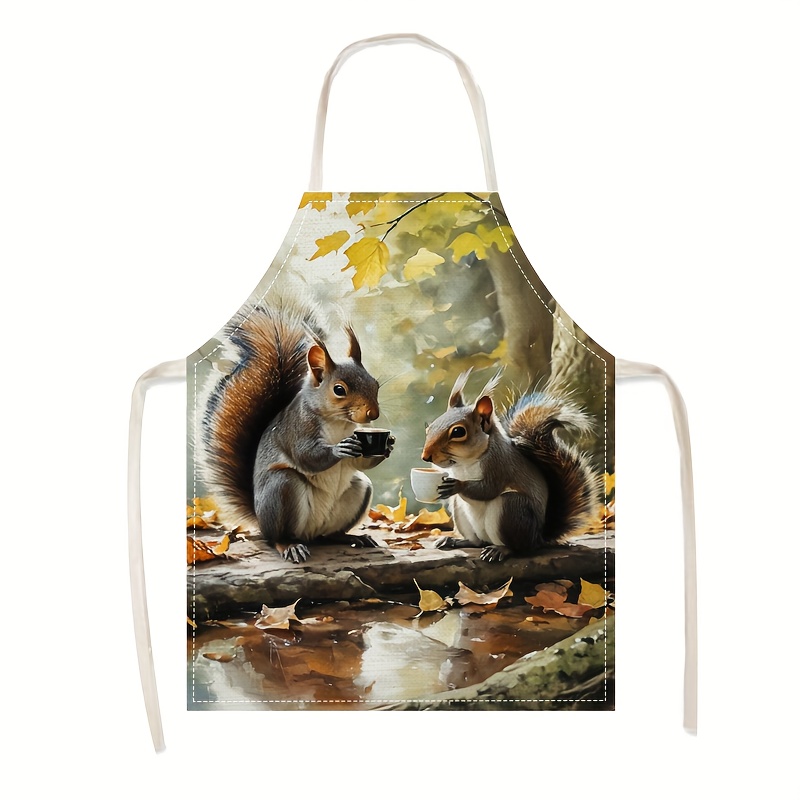 Linen Apron Squirrel Coffee Sc - đánh giá và giá Art Craft Idea