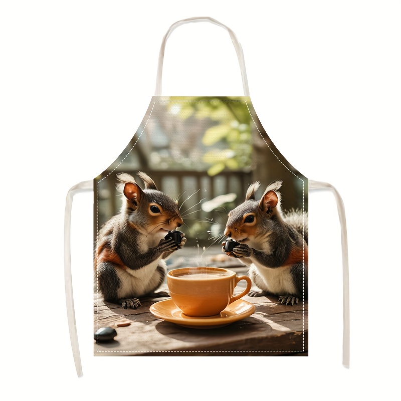 Linen Apron Squirrel Coffee Sc - đánh giá và giá Art Craft Idea