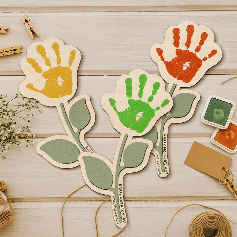 Blank Handprint Wood Flower Pl - đánh giá và giá Art And Craft For Nursery
